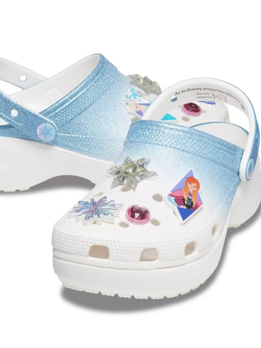 Crocs Disney Frozen Platform Elsa Anna Glitter Sparkly White Shoes Womens 10 NWT